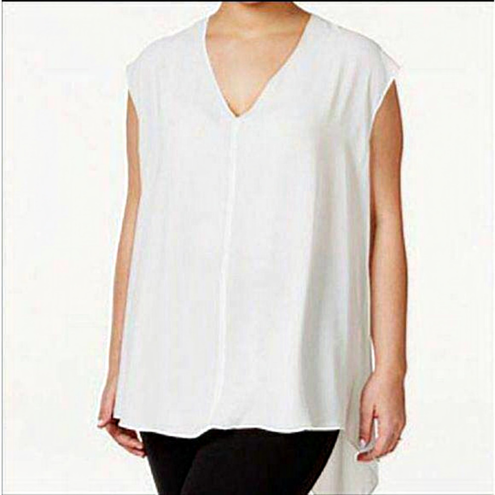 Rachel Roy Sydney Blouse XS Cap Sleeve V-Neck High Low
